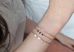 Armbånd Rock Crystal & Granat - Guld