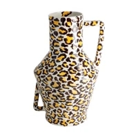 Vase 45 cm leopard print hand -painted with handle