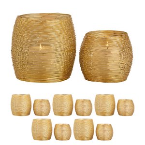 Teelichthalter 12-teilig  Set 2 x  6 VE Windlichter Kerzenständer Paris gold o. silber Kerzenhalter