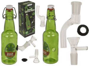 Glazen bong, fles, 23,5 cm,