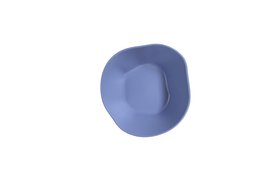 Lavender-colored bowl with scalloped edge, 18cm in diameter, suitable for serving or decorative purposes.