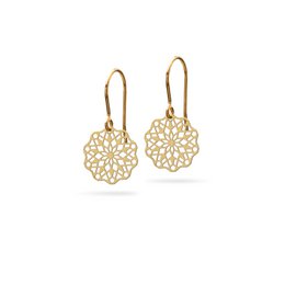 Delicate bronze-toned earrings with a filigree floral design, perfect for adding a touch of elegance to any outfit.