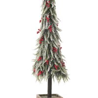 J-Line Dekoration Weihnachtsbaum Schnee - Kunststoff - Grün/Rot - XL - LED