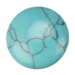 Turquoise cabochon pendant, 14mm in size, with a natural, marbled pattern.