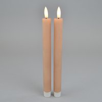 LED-Stabkerze, 63 kaffee, Set2, D2,2xH24cm,on/off, timer nur mit FB, 2xAAA