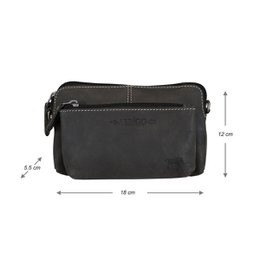Schultertasche - Gürteltasche - Clutch aus schwarzem Büffelleder - 3 Farben Leder
