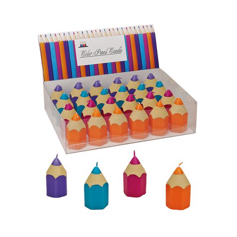 Pen-shaped candles, assorted, 4 x 8 cm