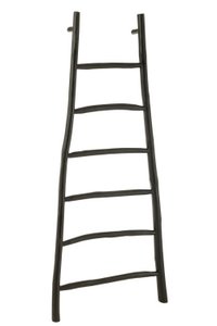 J-Line Ladder 6 Stappen Teak Hout Zwart