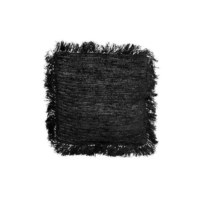 The Raffia Kussenhoes Vierkant - Zwart - 40x40
