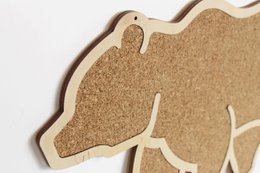 Bacheca di sughero, a forma di orso di sughero, orso decorativo da parete