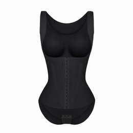 Shapewear 4-in-1 Waist Trainer Corset Shapewear - Buttoned Tummy Control High Waist with Padded Bra - Black