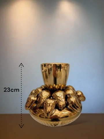 Handgefertigte goldene Erdbeere, Größe: 22 x 23 Hoog