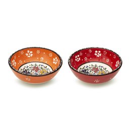 Set di 2 ciotole decorative in ceramica da 15 cm fatte a mano