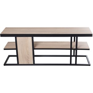 TV-TAFEL HOUTKLEUR EIKEN/ZWART METAAL _120X30X46CM ST72298