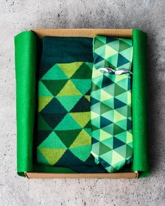 Tie, Socks and Tie Bar Set - Green Rhombus| MIL