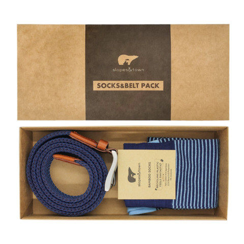 Gift Box belt Tommy and Light Blue Stripes Socks