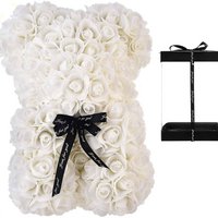 Rose teddy bear 25cm White