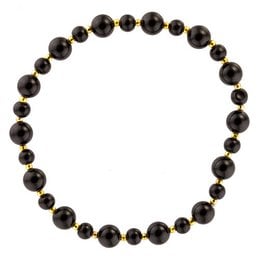 A bracelet made of black agate beads. The bracelet features round, smooth beads in a dark, glossy black color.