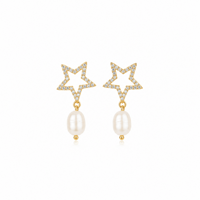 Solyne — Star earrings with natural river pearl