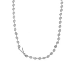 Silver-colored necklace with circular charms, featuring an initial 'V' charm.