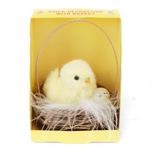 Pluizige paasdecoratie - Kuiken in mandje