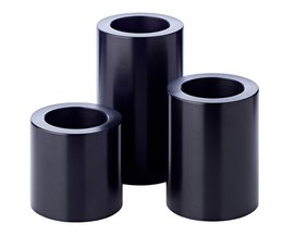Set of 3 permanent candles Cornelius (Ø 6cm, heights 6/8/10 cm) black, tealight holder heat-resistant 90°