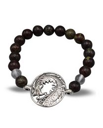 Bracelet with dark red dragon bloodstone beads (8mm) and a silver dragon charm.