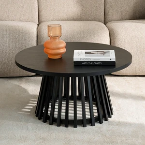 Runder Couchtisch Veronica S [Holz & Schwarz] [80 cm]