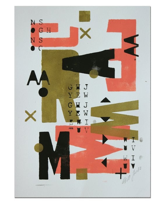 Schilderij - Gold Typography