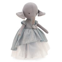 Cotton soft toy, Cotti Motti - Ali the Elephant: Light Blue Dress + bonus mermaid tale (30 cm)