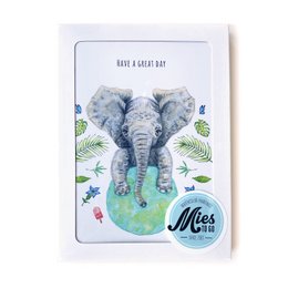 10 biglietti di auguri buona giornata + grande giornata con busta - dipinto a mano - cartolina - elefante - pappagallo - botanico - formato A6