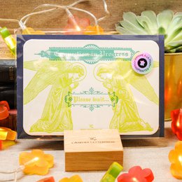 Connected Angels Letterpress Card (with envelope)