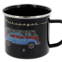 Volkswagen VW T1 Bus Enamel Mug 500ml in Gift Box - Samba & Beetle/Black