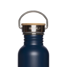 Butelka do picia ze stali nierdzewnej z zakrętką bambusową 500 ml stal NIEBIESKA