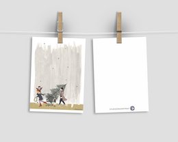 Postkarte - Serie 'Weihnachten' - 'Wie man diesen Baum nach Hause bringt' - Einkaufswagen