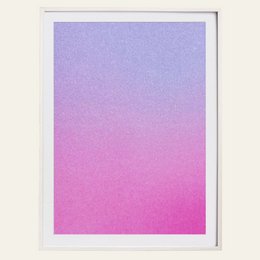 Vibrant gradient art print poster in shades of blue and pink. Minimalist wall decor with a modern, abstract design.