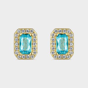 18K gold aquamarine blue zirconia earrings