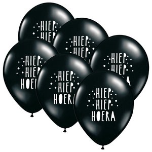 Ballonnen 'Hiep hiep hoera' (6 stuks)