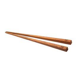 A pair of long, slender chopsticks made from natural teak wood. The chopsticks have a warm, reddish-brown color and a smooth, polished finish, making them an elegant and durable choice for dining.