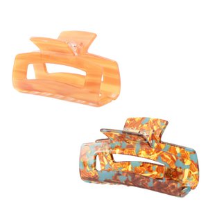 2x Haarclip Orange und Braun