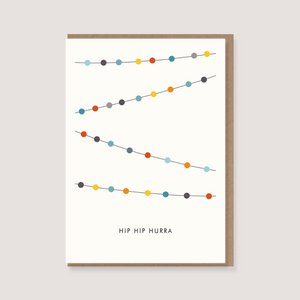 Klappkarte mit Umschlag - "Girlande - Hip Hip Hurra"