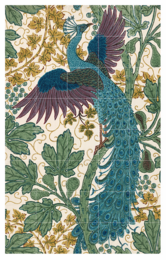 Vibrant wall art featuring a stunning peacock in shades of blue, purple, and green against a lush, tropical foliage backdrop. The detailed, artistic design would make an eye-catching addition to any living space.