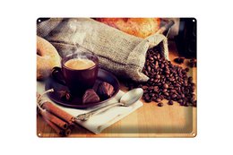  Vintage tin sign coffee cup beans bag brown warm rustic kitchen wall decor aesthetic