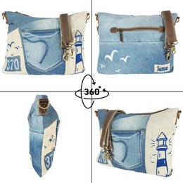 Borsa a tracolla sostenibile da donna Sunsa. Borsa a tracolla realizzata con jeans riciclati e tela (tela). Borsa a mano in stile retrò vintage. Borsa a tracolla per donna.