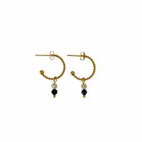 Earrings Tourmaline & Rutilated Quartz - Gold