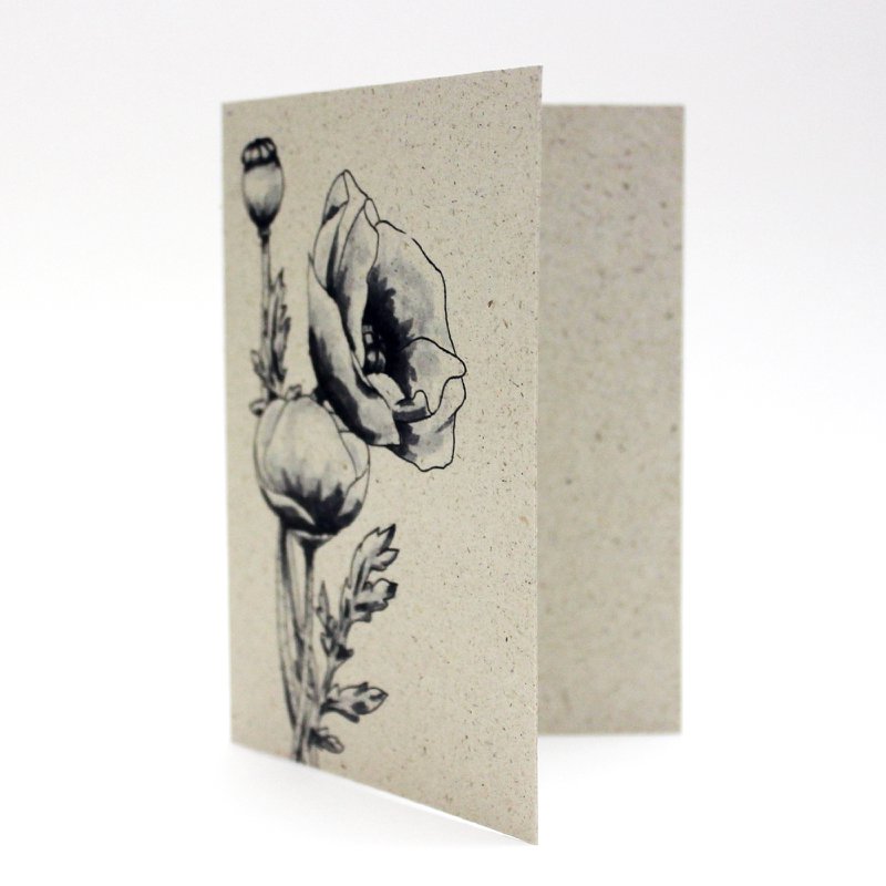 Grass paper mini card, poppies
