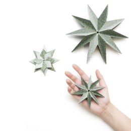 Juleorigamipapir - grangrene grøn og mint - 25 ark dobbeltsidet genbrugspapir