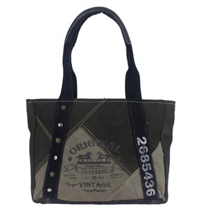 Sunsa dames handtas. Schoudertas gemaakt van canvas (canvas) & leer. Tas in vintage retro stijl. Grote shopper damestas als weekendtas. Stone wash shopper grijs zwart