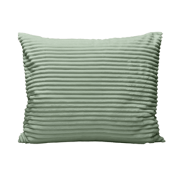  Soft, plush pillow cover in a soothing gray color with a ribbed texture. Ideal for adding a cozy, relaxing touch to any bedroom decor.