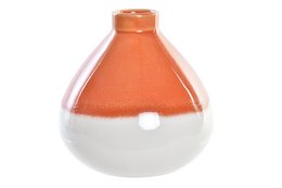 A bicolor porcelain vase with an orange and white color scheme, measuring 15x15x15 cm.